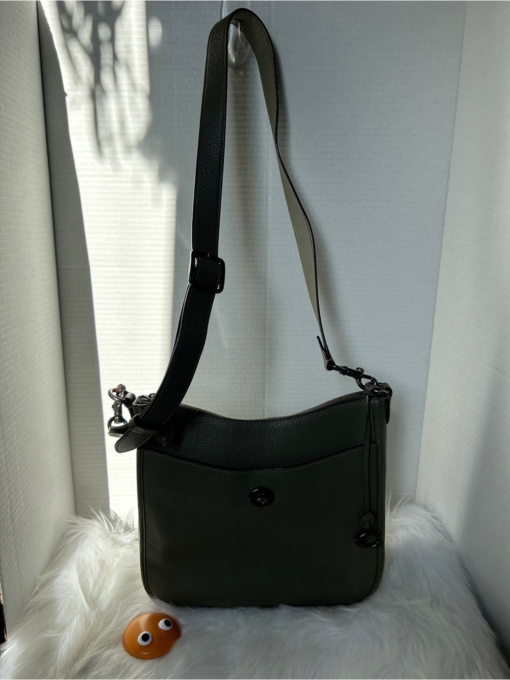 Coach Olive Leather Crossbody Bag with Adjustable Strap